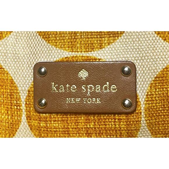 Kate Spade Hinkley Karen Bag Creme Marigold Polka Dot Canvas w/Leather Trim - Picture 3 of 10